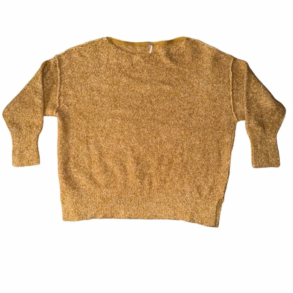 Free People Moira Slouchy Tunic Sweater Honey Marled Knit Small